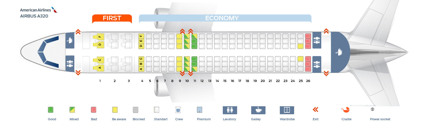 Seat Map Airbus A320 200 American Airlines Best Seats