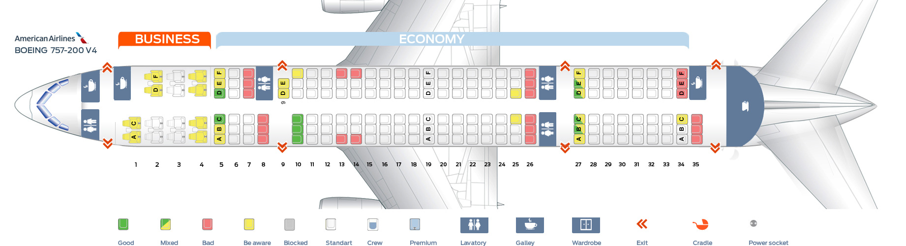 Boeing 757 Passenger Seating Chart