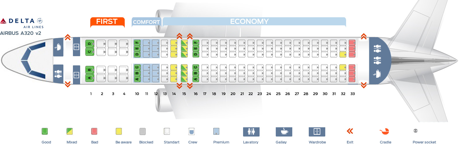 Seat Map Airbus A320 200 Delta Airlines Best Seats In Plane