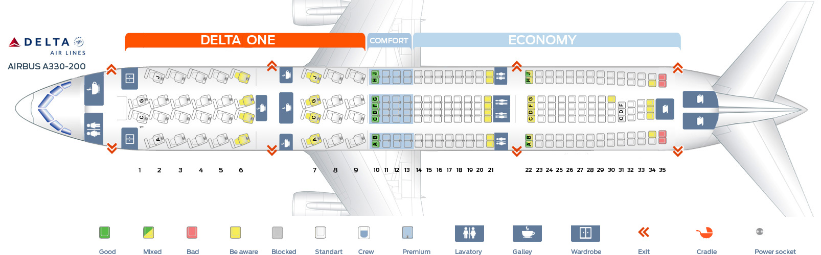 Seat Map Airbus A330 200 Delta Airlines Best Seats In Plane