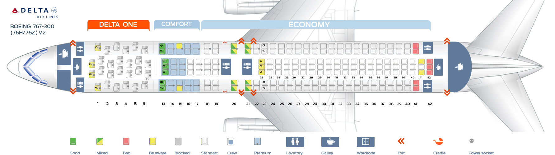 Seat Map Boeing 767 300 Delta Airlines Best Seats In Plane