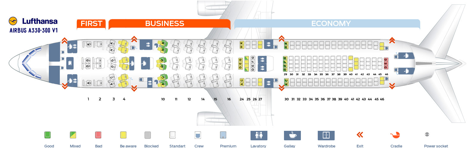 Znalezione obrazy dla zapytania: airbus a330 seat map