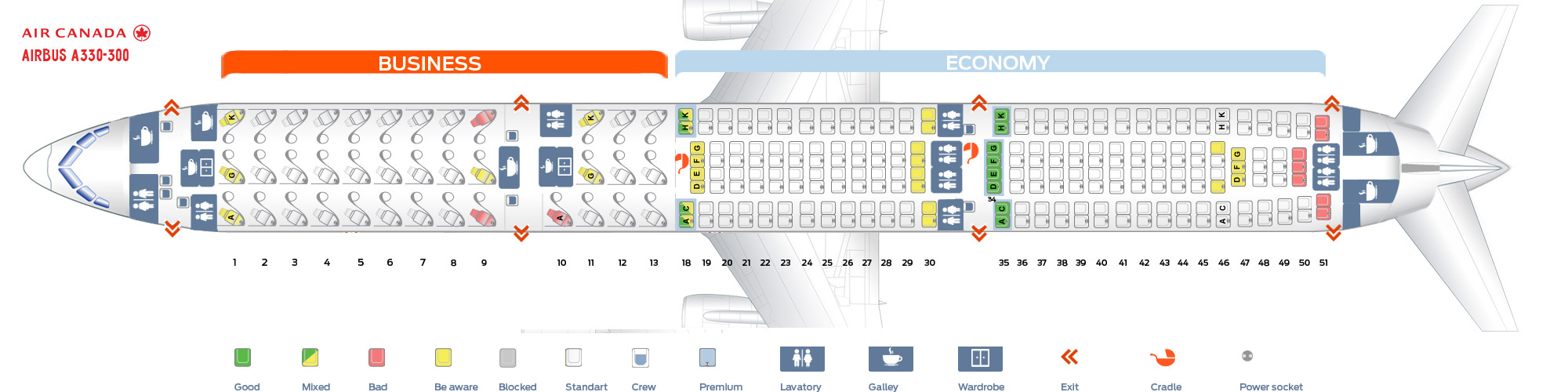 Seat Map Airbus A330 300 Air Canada Best Seats In Plane