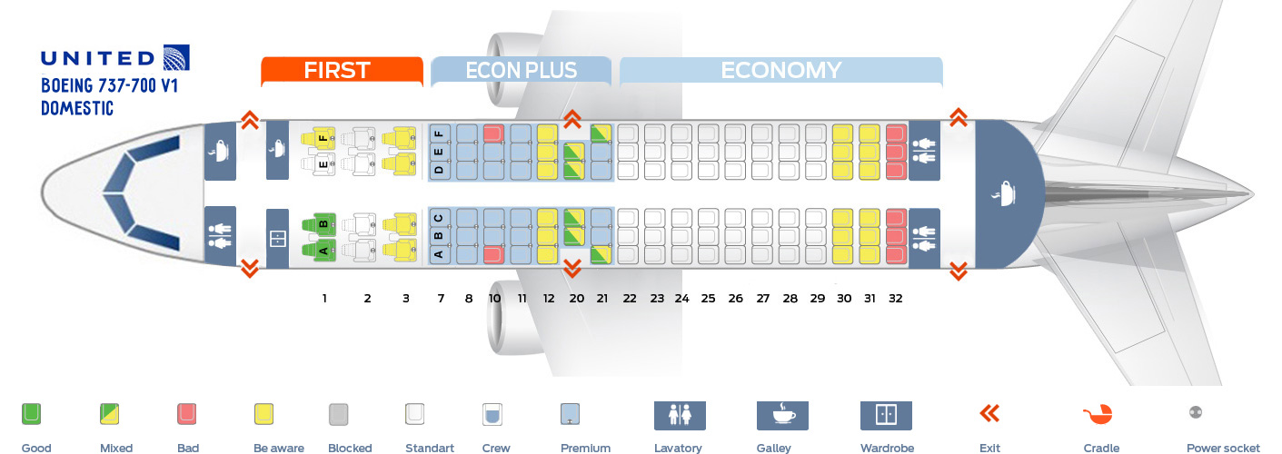 United Airlines Boeing 737 700 Seating Chart