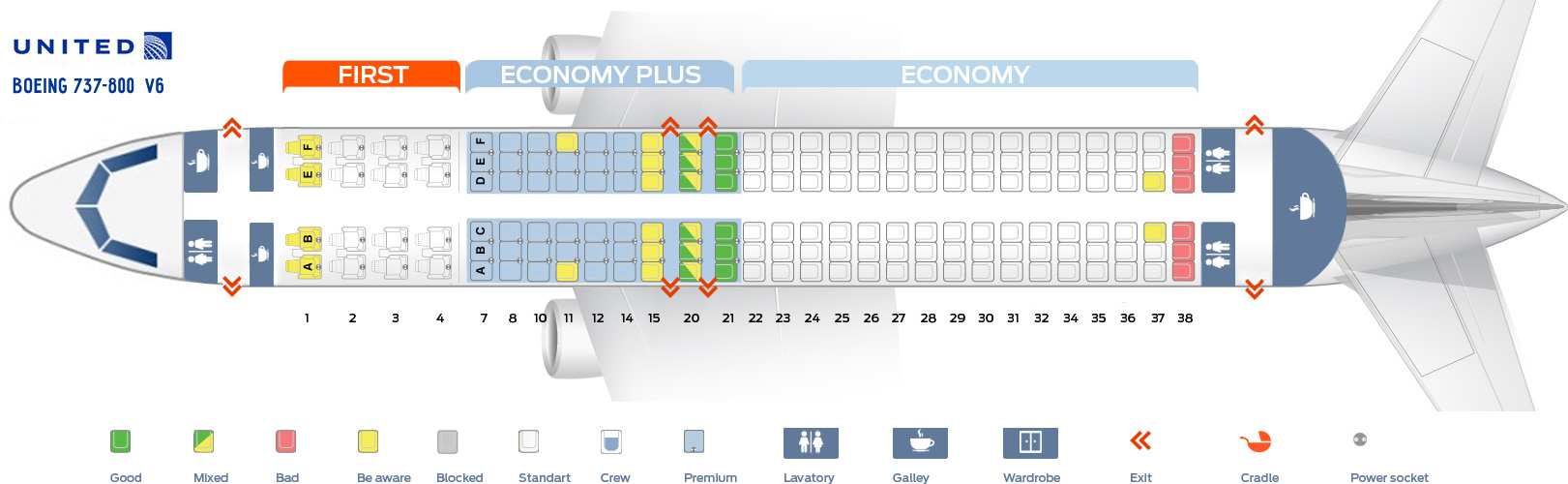 Seat Map Boeing 737 800 United Airlines Best Seats In Plane