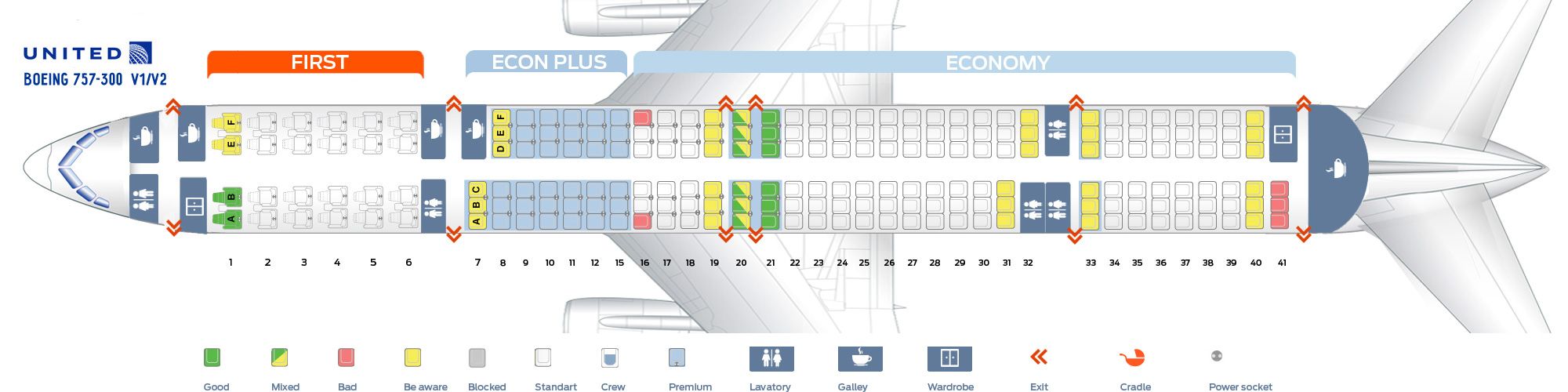 Seat Map Boeing 757 300 United Airlines Best Seats In Plane