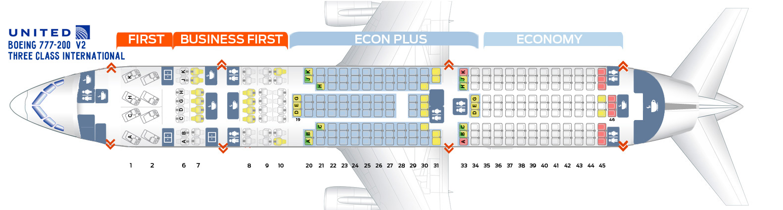 Seat Map Boeing 777 200 United Airlines Best Seats In Plane