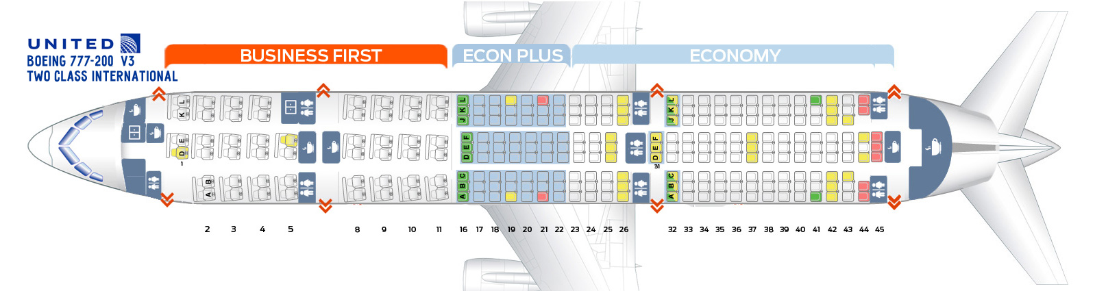 United Airlines Boeing 777 222 Seating Chart