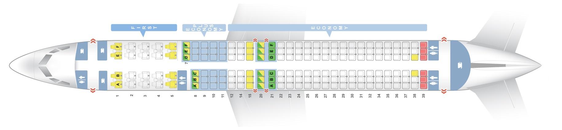 Seat map Boeing 737-900 United Airlines. Best seats in plane