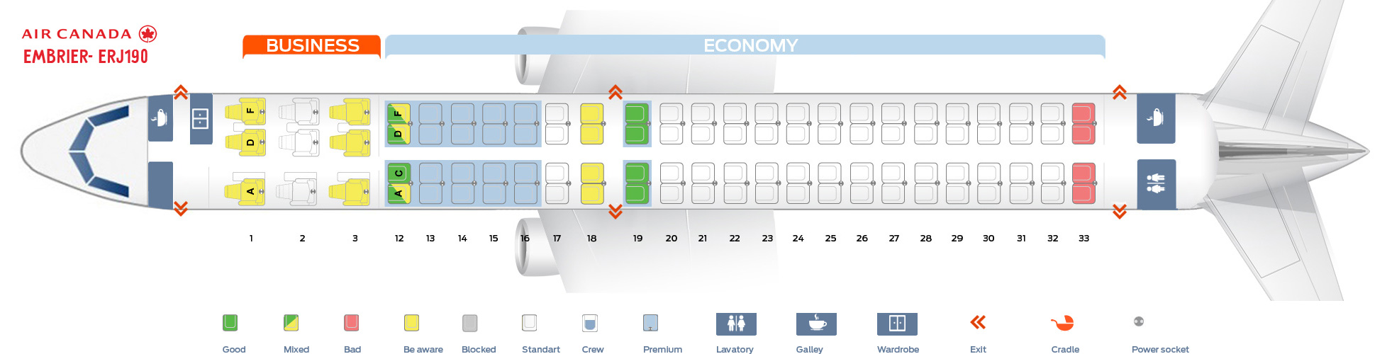 Seat Map Embraer Erj 190ar Air Canada Best Seats In Plane