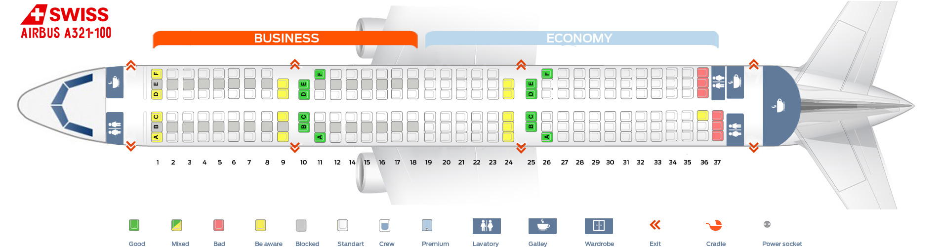 Swiss Air Airbus A321 Seating Chart