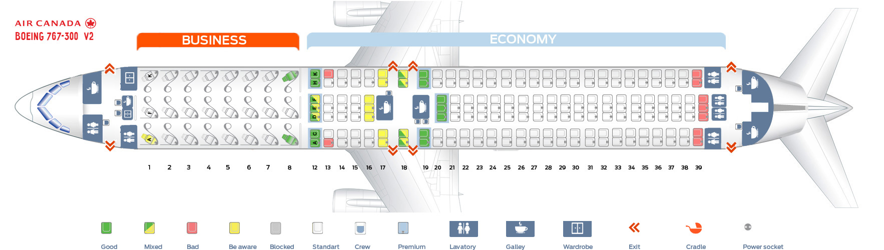 Air Canada Boeing 767 300 Seating Chart