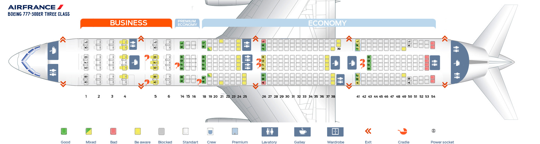 Seat map Boeing 777-300 Air France. Best seats in plane