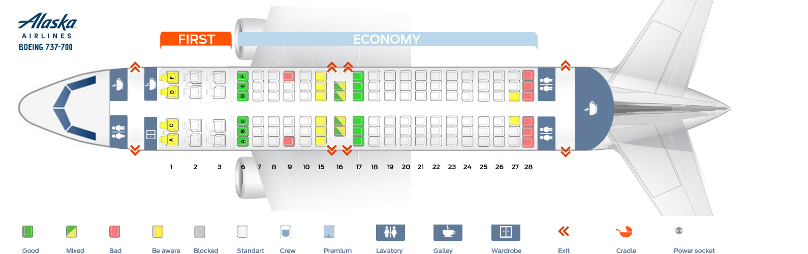 Alaska Airlines Boeing 737 700 Seating Chart