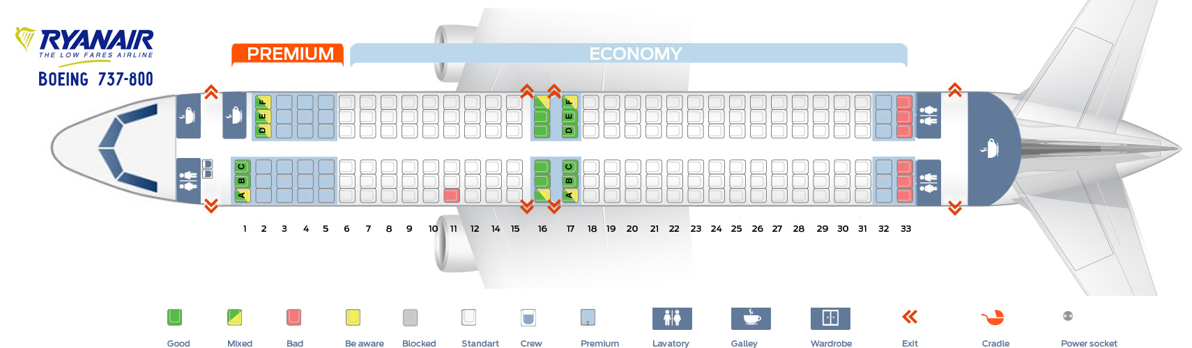 Seat Map Boeing 737 800 Ryanair Best Seats In Plane
