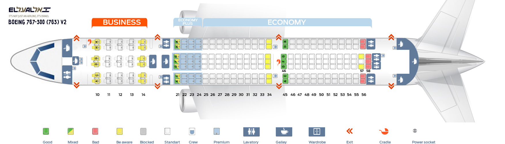 Seat Map Boeing 767 300 El Al Best Seats In The Plane