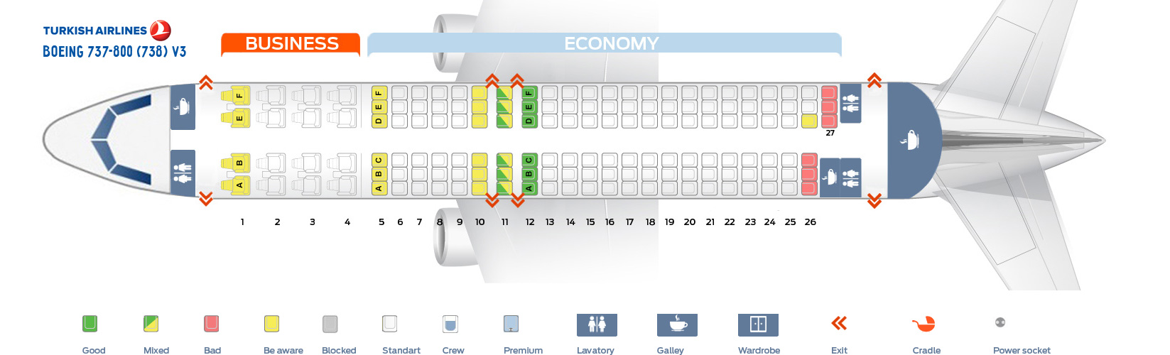 Seat Map Boeing 737 800 Turkish Airlines Best Seats In The