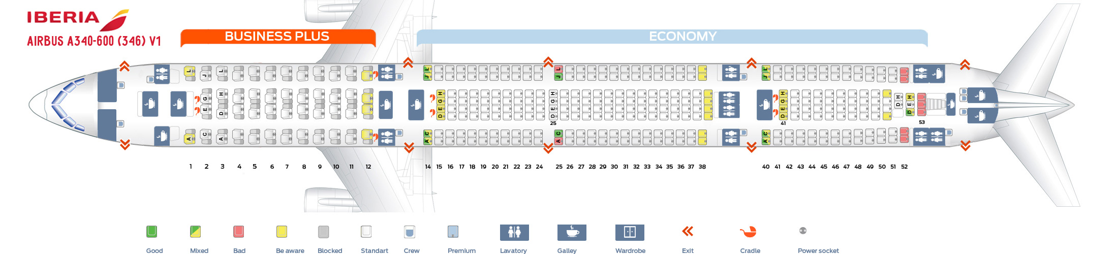 Airbus A340 Jet Seating Chart