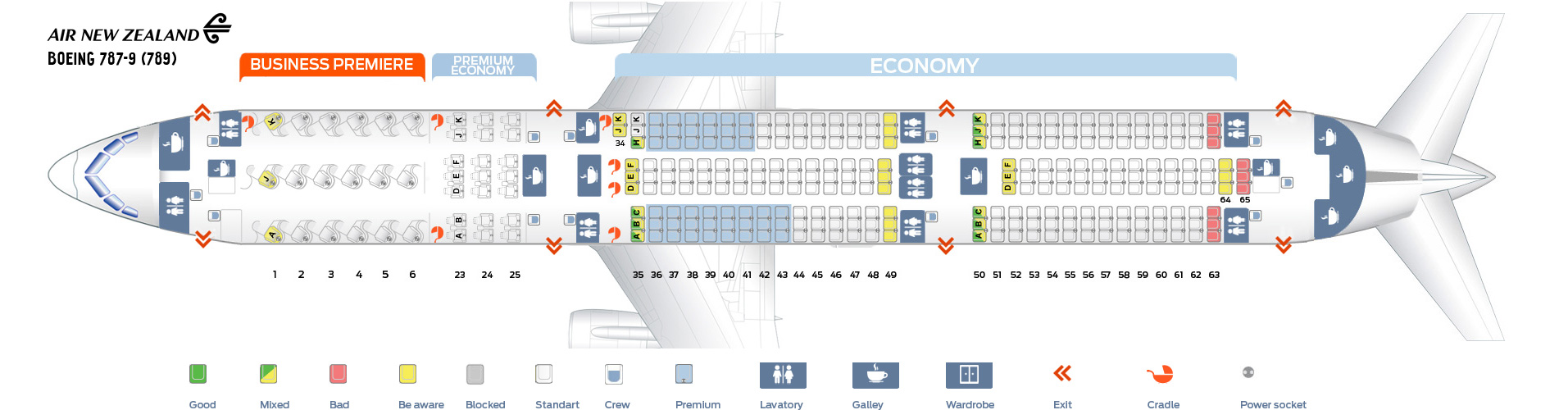 Seat Map Boeing 787 9 Dreamliner Air New Zealand Best Seats