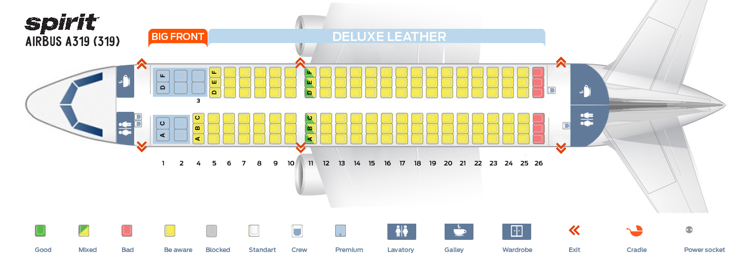 Seat Map Airbus A319 100 Spirit Airlines Best Seats In The