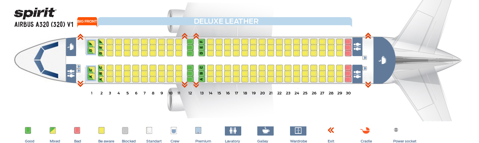 Seat Map Airbus A320 200 Spirit Airlines Best Seats In The