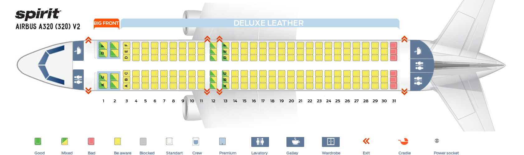 Seat Map Airbus A320 200 Spirit Airlines Best Seats In The