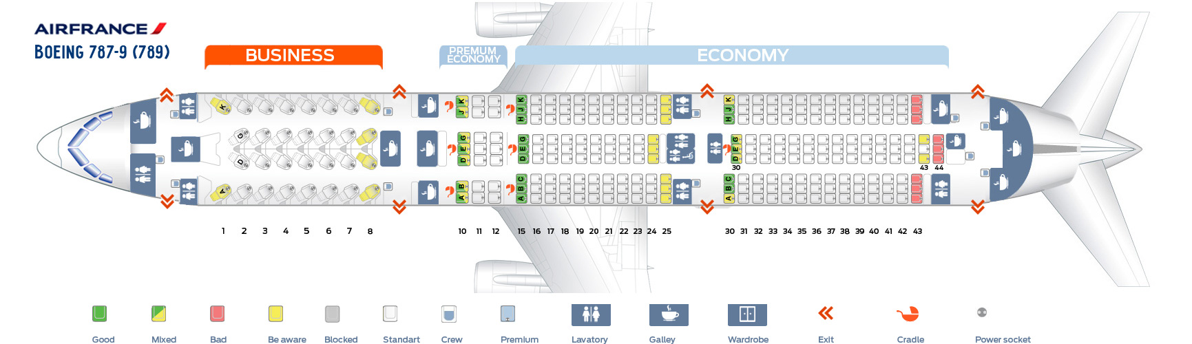 Seat Map Boeing Dreamliner Air France Best Seats In The Plane