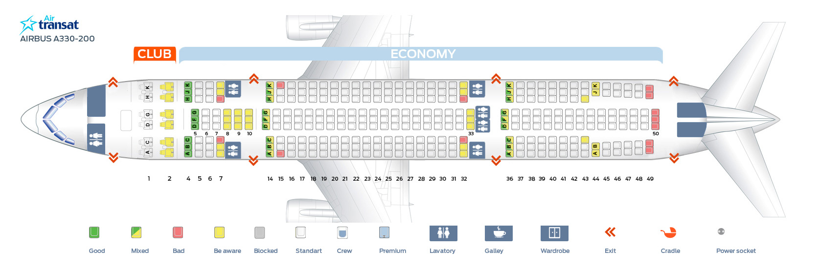 Seat Map Airbus A330 200 Air Transat Best Seats In The Plane