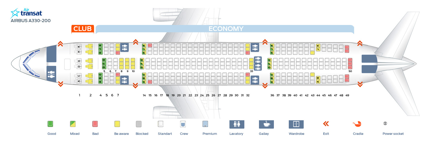 Air Transat Seating Chart A330 200