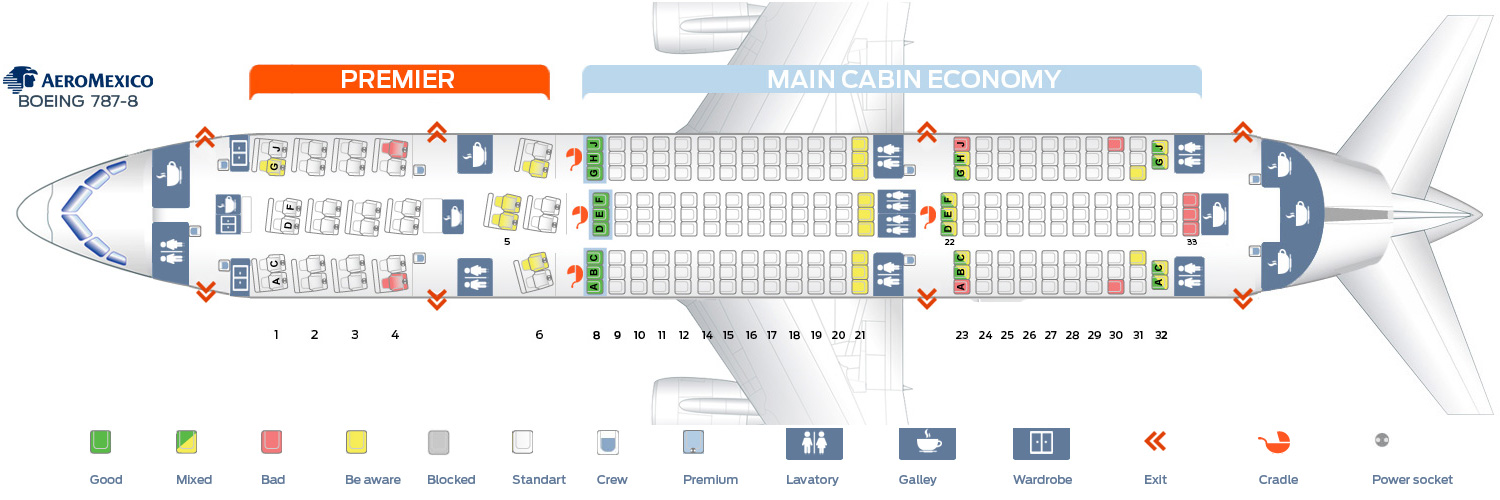 Seat Map Boeing 787 8 Dreamliner Aeromexico Best Seats In