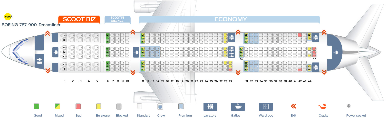 Seat Map Boeing 787 9 Scoot Airlines Best Seats In The Plane