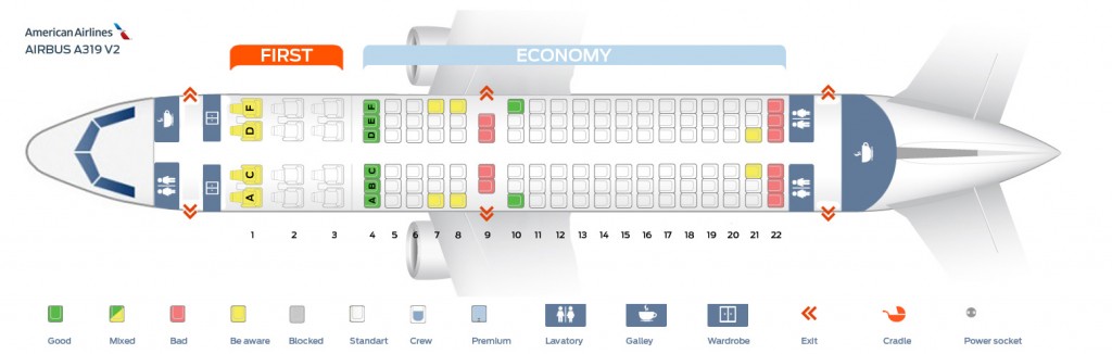 Seat map Airbus A319-100 