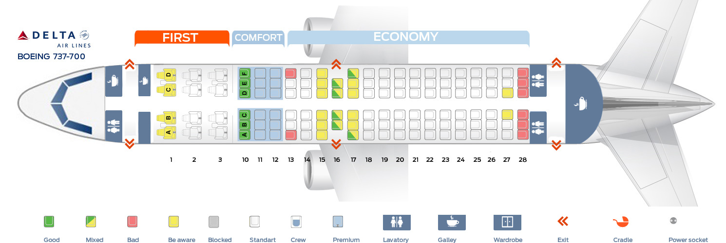 Delta Plane Seating Chart Seat Map Boeing 737 700 Delta Airlines Best Seats In Plane