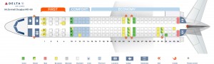 Seat map McDonnell Douglas MD-88 Delta Airlines. Best seats in plane