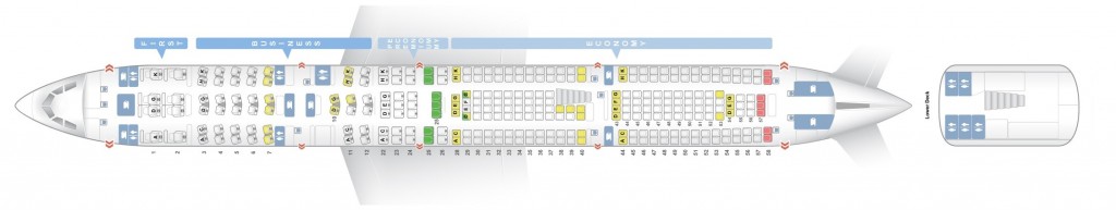 Seat map Airbus A340-600 Lufthansa. Best seats in plane