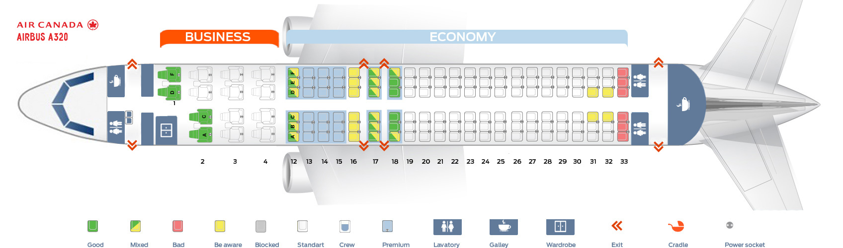 Seat Map Airbus A320 200 Air Canada Best Seats In Plane