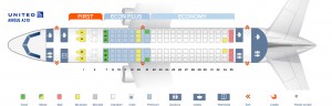 Seat map Airbus A319-100 United Airlines. Best seats in plane