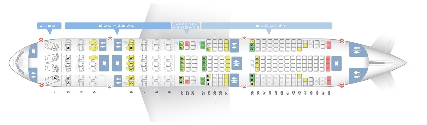 Seat map Boeing 777-200 Air France. Best seats in plane