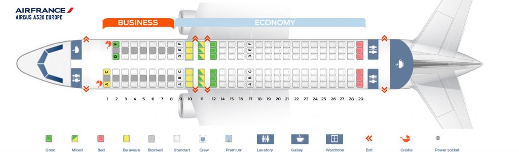 Seat map Airbus A320-200 Air France. Best seats in plane
