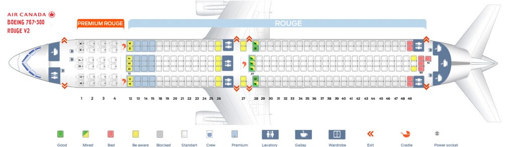 Seat Map Boeing 767-300 Air Canada. Best Seats In Plane