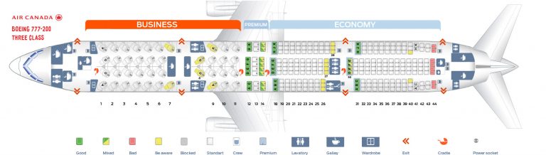 Seat map Boeing 777-200 Air Canada. Best seats in plane