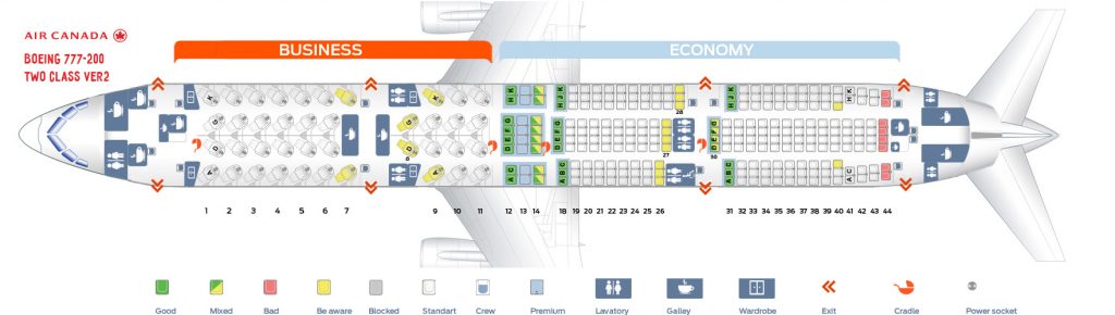 Seat Map Boeing 777-200 Air Canada. Best Seats In Plane