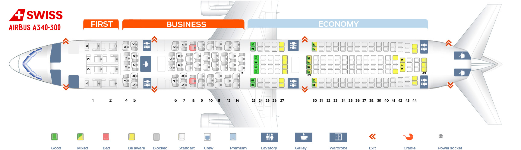 Swiss LX 53 Seat Map