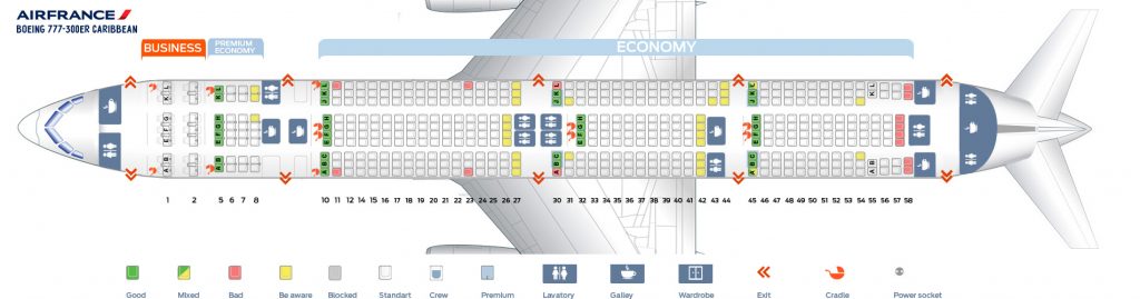 Seat map Boeing 777-300 Air France. Best seats in plane