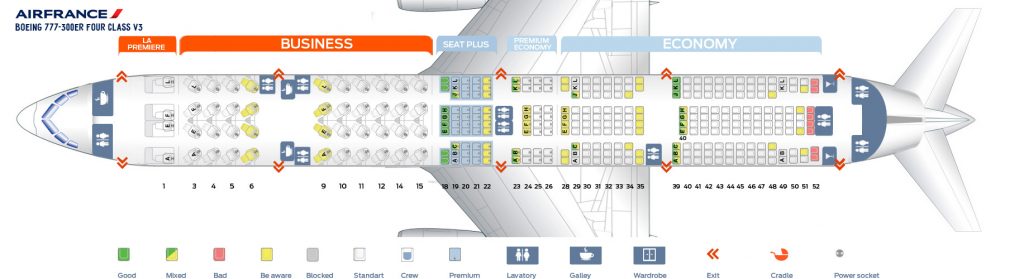 Seat map Boeing 777-300 Air France. Best seats in plane