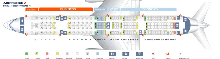 Seat map Boeing 777-300 Air France. Best seats in plane