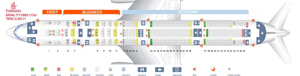 Seat map Boeing 777-300 Emirates. Best seats in the plane