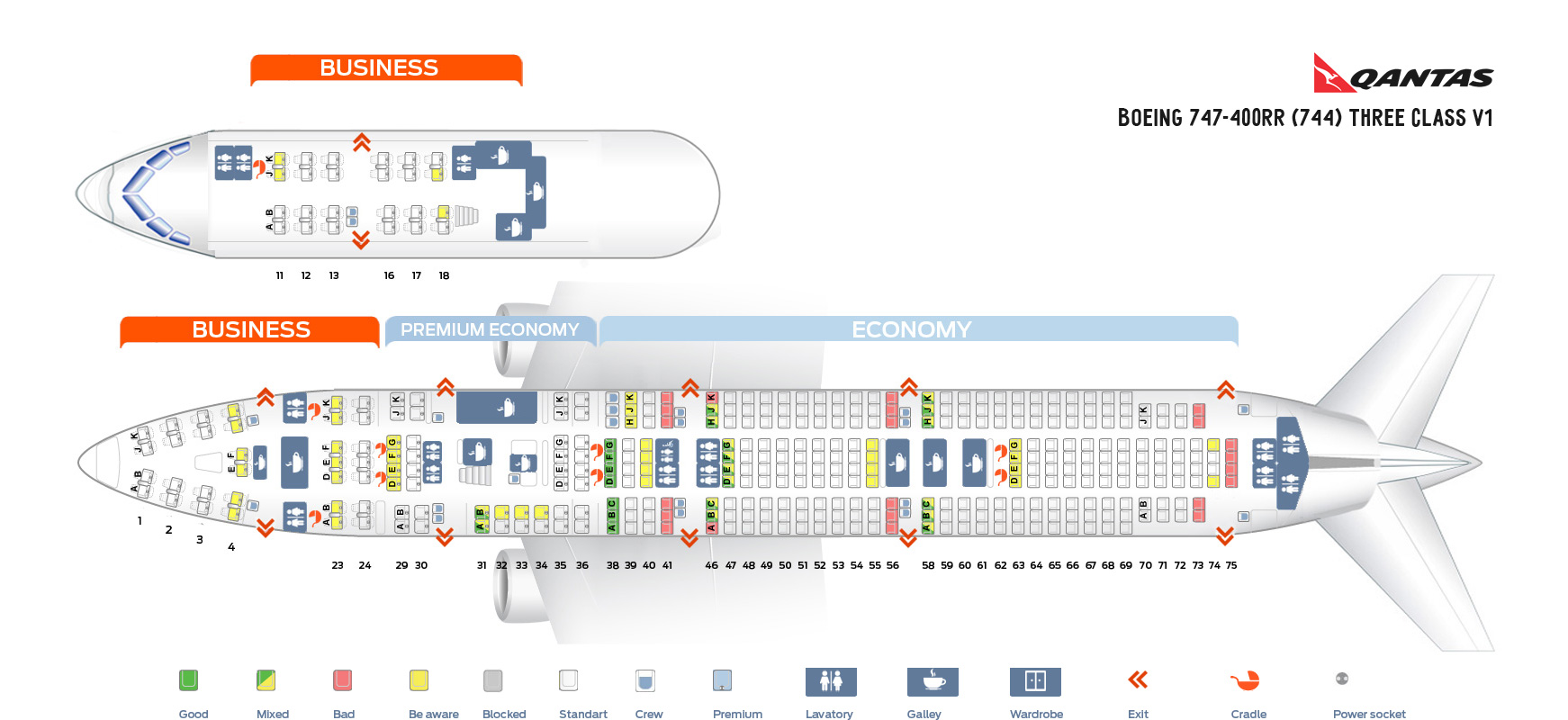 Boeing 747-400 Seat Map Seat map Boeing 747 400 Qantas Airways. Best seats in the plane