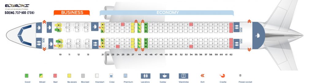 Seat map Boeing 737-900 El Al. Best seats in the plane