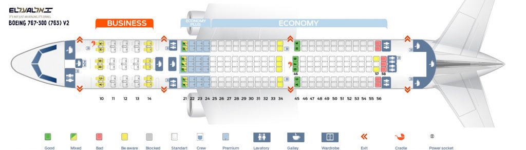 Seat map Boeing 767-300 El Al. Best seats in the plane